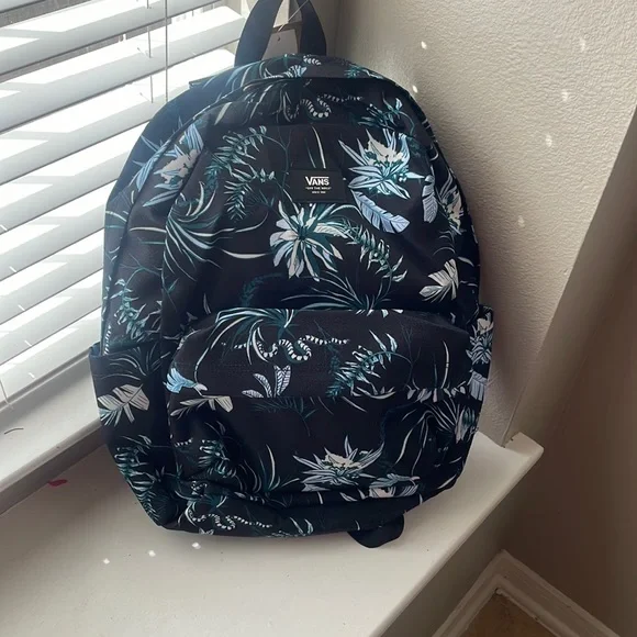 Vans | Bags | Black And Blue Floral Vans Backpack | Poshmark display picture 2